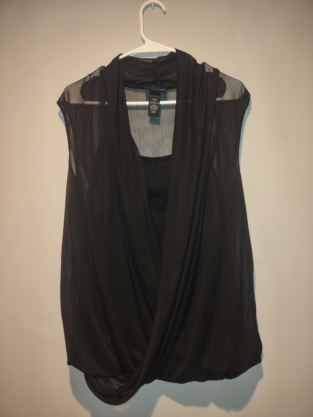 Lane Bryant Black Sheer Draped Sleeveless Camisole
